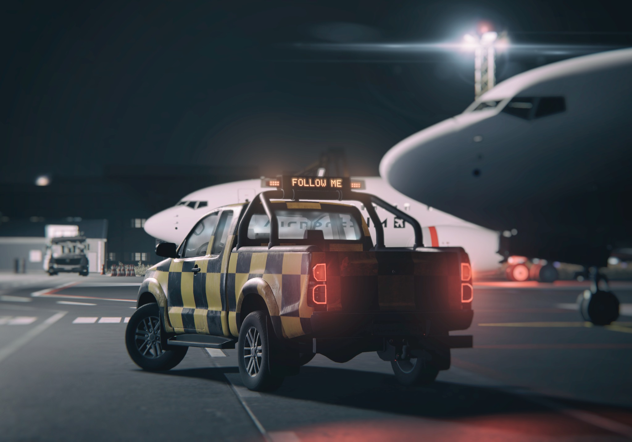 Airport Sim follow-me car in the game.